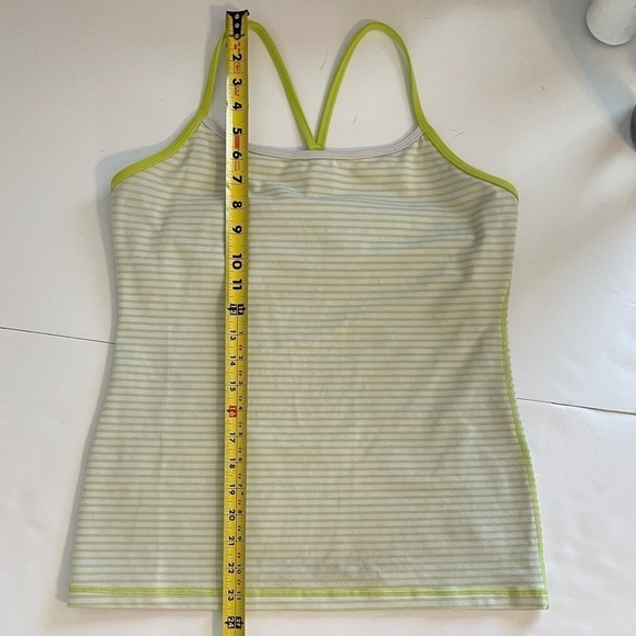 Lululemon Power Y Tank Lime Green Stripe Size 10 - Picture 10 of 10